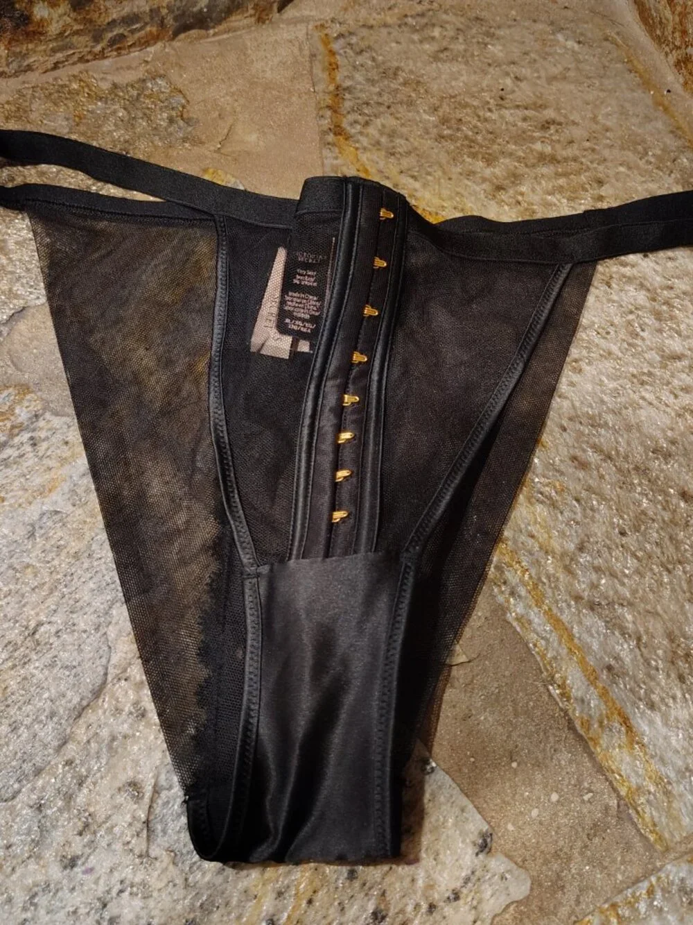 Victoria's Secret Very Sexy Brazilian Velvet Trim Black Panties Size XL